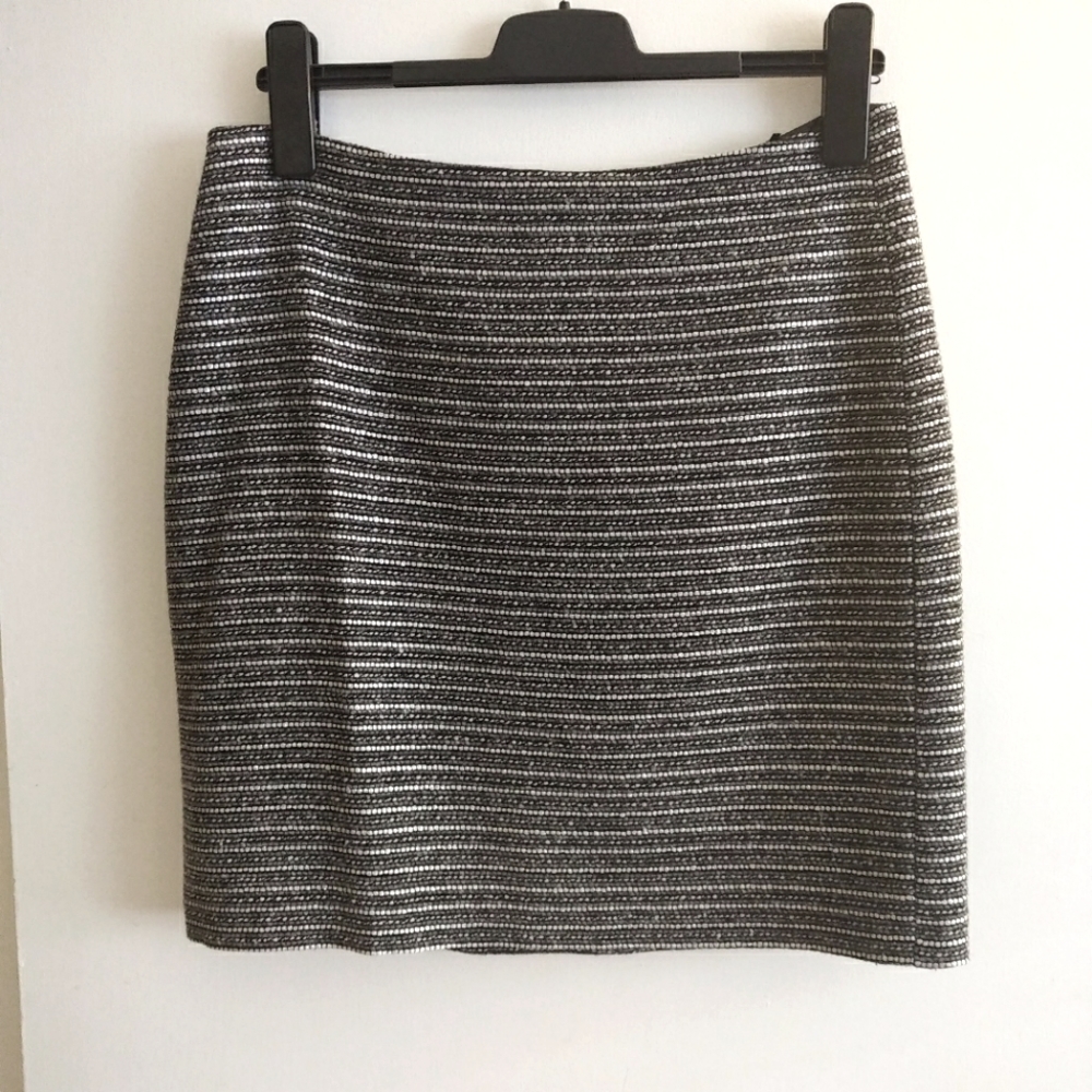 NWOT Esprit metallic skirt stripes sheen office business casual pencil wool